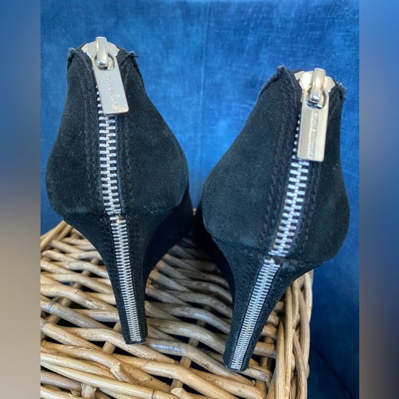 Michael Kors Black Suede Wedge Heels With Zipper Details - Picture 7 of 9